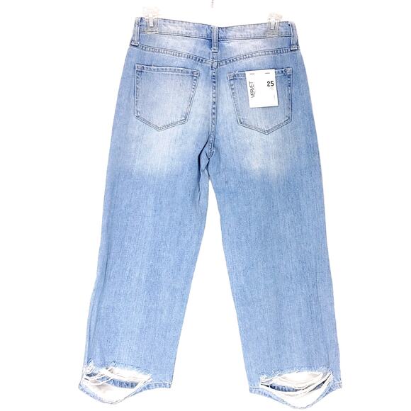 Vervet High Rise Crop Wide Leg Jean Distressed Hem Light Wash Womens Size 25 NWT - Picture 4 of 9